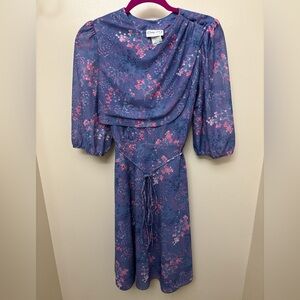 Vintage 1970s Bobbys Girl Women's Blue Floral Dress